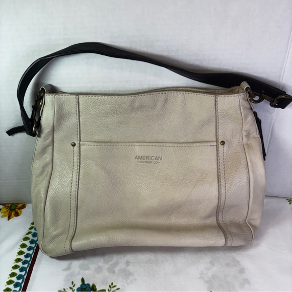 American Leather Co. Cream Shoulder Bag FLAWED - Picture 3 of 14